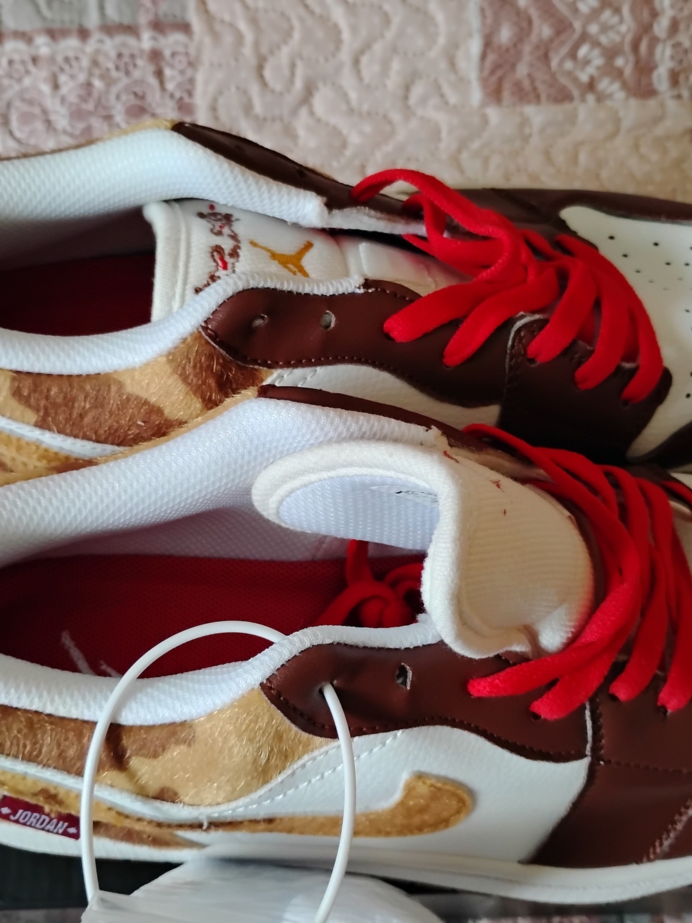 Jordan Men's Low-Top Sneakers in Brown, White & Red